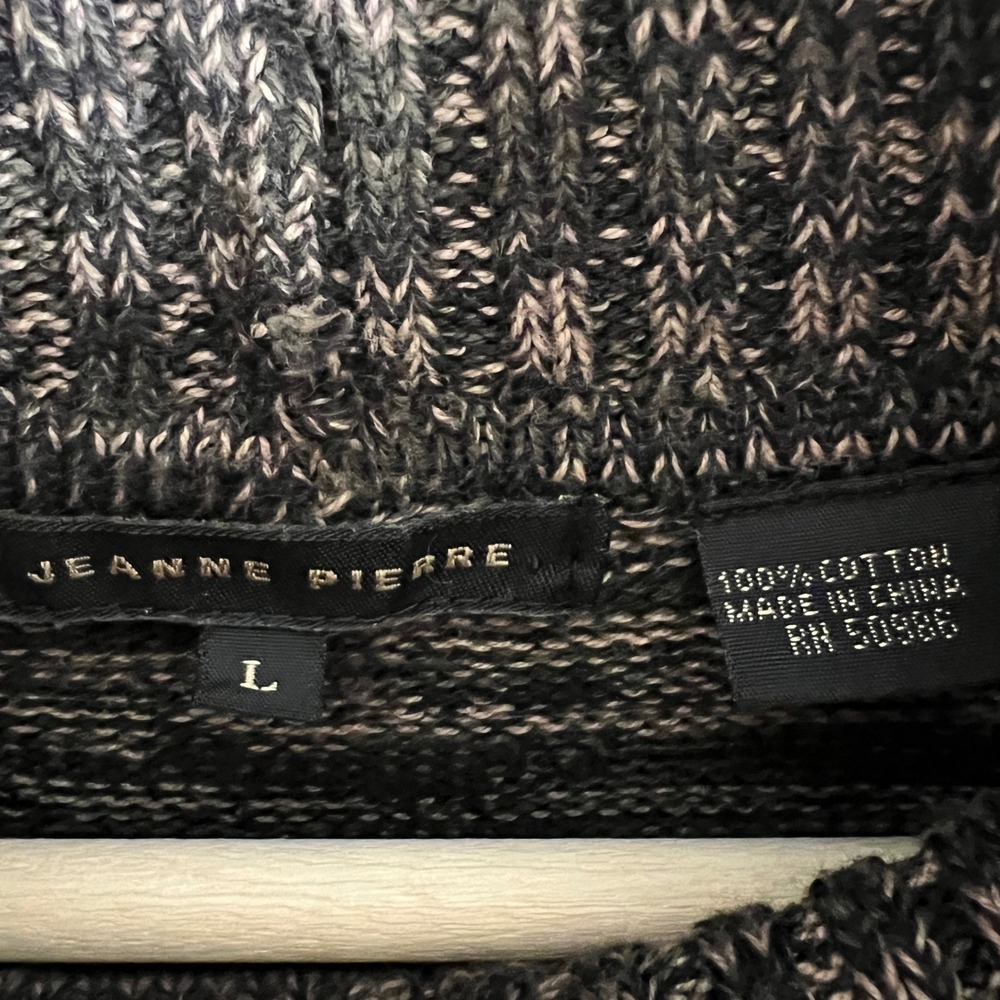 JEANNE PIERRE Neutral Marled Knit‎ Turtleneck Cotton Sweater Women's Size Large - Picture 5 of 7